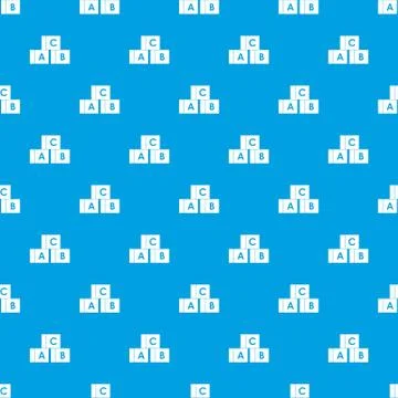 Alphabet cubes with letters A,B,C pattern seamless blue Stock Illustration