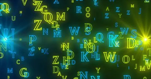 Alphabet Data Transfer Background. Futuristic Data Network For Business Wor.. Illustrazione stock