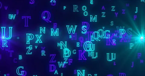 Alphabet Data Transfer Background. Futuristic Data Network For Business Wor.. Illustrazione stock