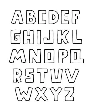 Alphabet doodle design, square shape. Upper case English letters. Bold font clip Stock Illustration