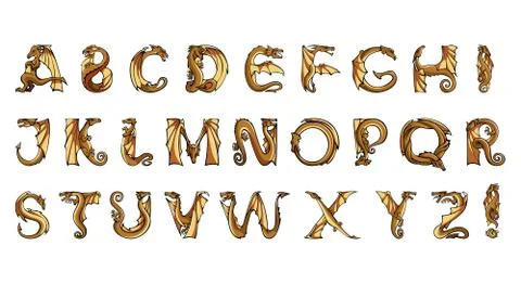 Alphabet of Dragons Stock Illustration