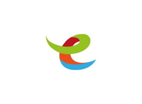 Alphabet E for electronic and net in multi colors for logo design Stock Illustration