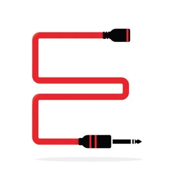 Alphabet E letter logo formed by jack cable or wire. Stock Illustration