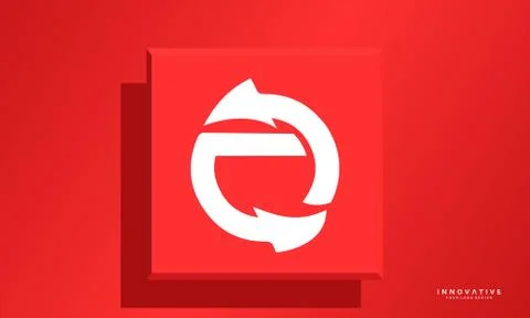 Alphabet E logo with arrow sign, Graphic designer studio Concept. Stock Illustration