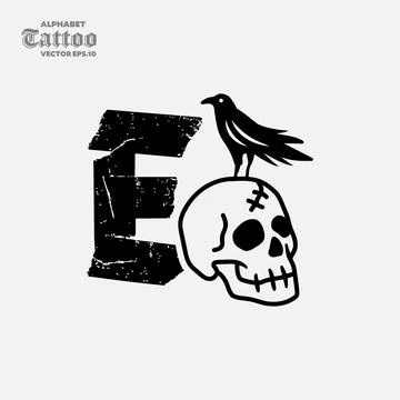 Alphabet E Skull Logo Stock-Illustration