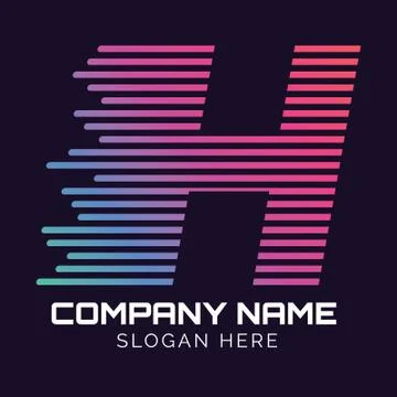 Alphabet with fast speed lines, Abstract letter H logo design template. Illustrazione stock