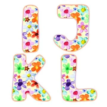 Alphabet with floral pattern Stock Illustration