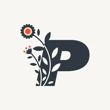 Alphabet Flower P Illustrazione stock