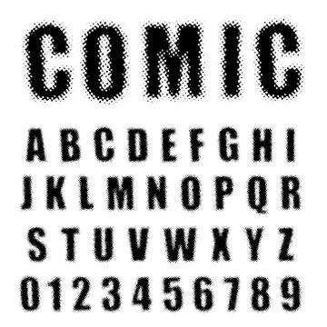 Alphabet font comic halftone design Stock Illustration