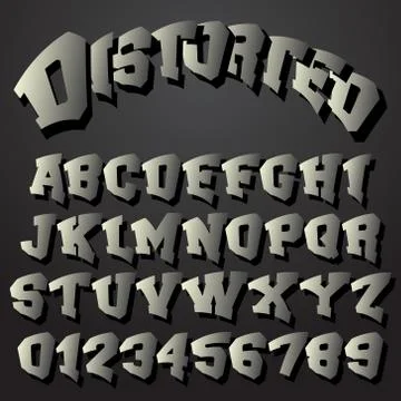 Alphabet font distorted design 스톡 일러스트
