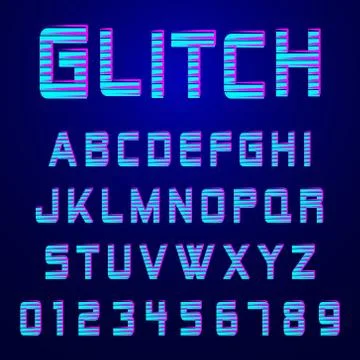Alphabet font glitch effect design Stock Illustration