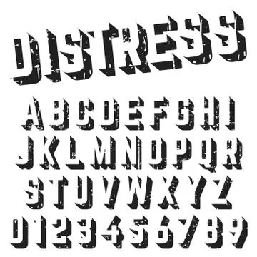 Alphabet font template distressed texture design Stock Illustration