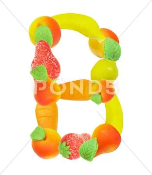 Alphabet from fruit, the letter b Stock Photos