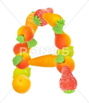 Alphabet from fruit, the letter a Stock Photos