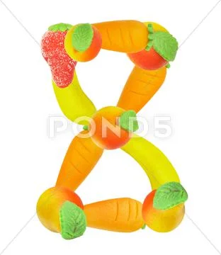 Alphabet from fruit, the number 8 Stock Photos