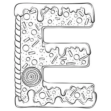 Alphabet gingerbread letter e Stock Illustration