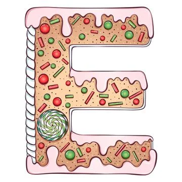 Alphabet gingerbread letter E Stock Illustration