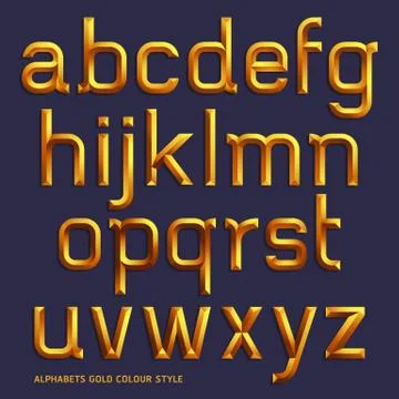 Alphabet gold colour style. Vector illustration. Stock Illustration
