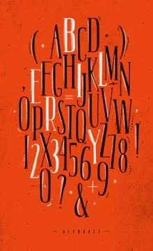 Alphabet gothic font red Stock Illustration