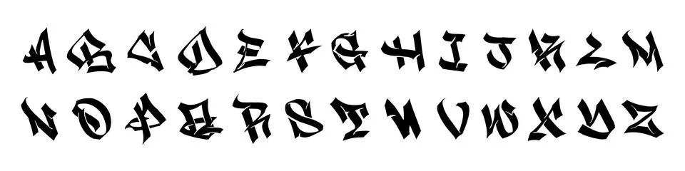 Alphabet in the Gothic graffiti style. Vector EPS 10 Stock Illustration