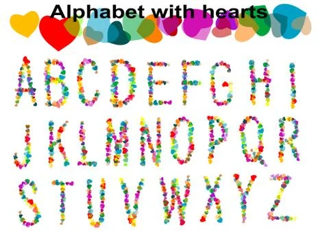 Alphabet with hearts Stock Illustration