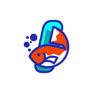Alphabet I Fish Logo Stock Illustration