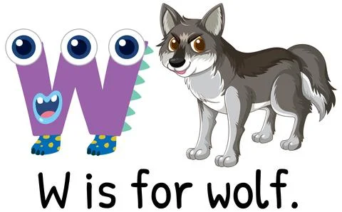 Alphabet Illustration: W is for Wolf Stock Illustration
