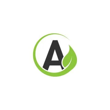 Alphabet initial and leaf logo icon template Stock Illustration