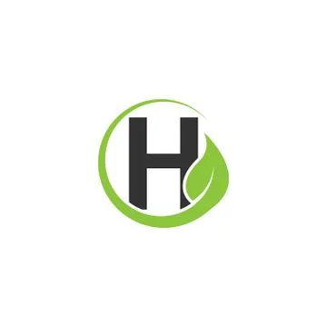 Alphabet initial and leaf logo icon template Stock Illustration