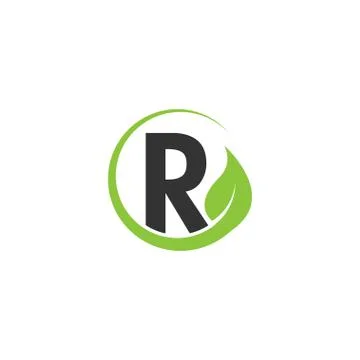 Alphabet initial and leaf logo icon template Stock Illustration