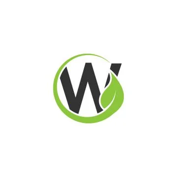 Alphabet initial and leaf logo icon template Stock Illustration