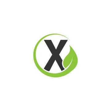 Alphabet initial and leaf logo icon template Stock Illustration