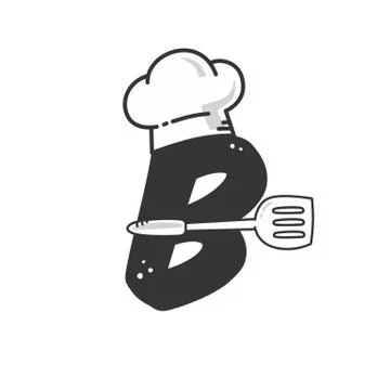 Alphabet initial chef hat with spatula restaurant theme logo Stock-Illustration