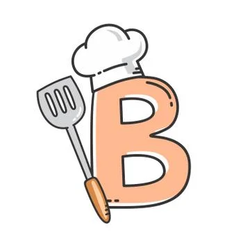 Alphabet initial chef hat with spatula restaurant theme logo Stock Illustration