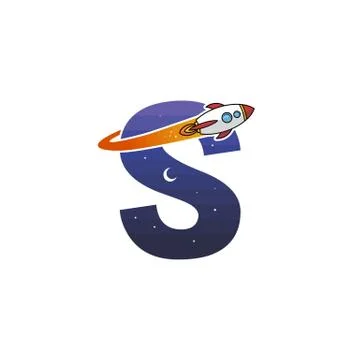 Alphabet initial logo sign logotype space rocket vector Ilustração Stock