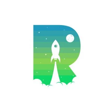 Alphabet initial logo sign logotype space rocket vector Stock-Illustration