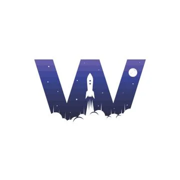 Alphabet initial logo sign logotype space rocket vector Illustrazione stock