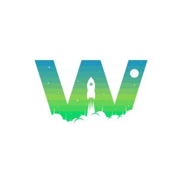 Alphabet initial logo sign logotype space rocket vector Ilustração Stock