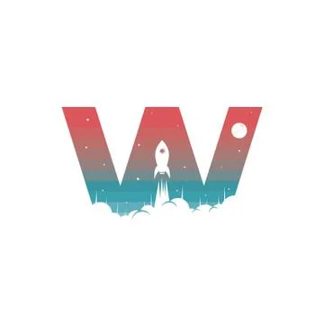 Alphabet initial logo sign logotype space rocket vector Stock-Illustration