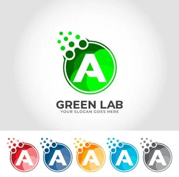A Alphabet Lab Creative Logo Design Concept Ilustración de archivo