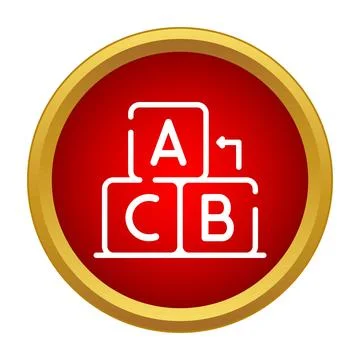 Alphabet learning blocks icon in red circle Illustrazione stock