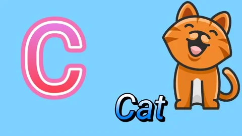 Alphabet learning for kids - C for Cat animated video -Ultra HD(4k) video Stock Footage 220616656