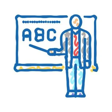 Alphabet learning primary school icon doodle illustration Illustrazione stock