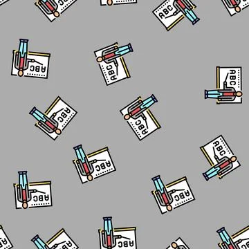 Alphabet learning primary school vector seamless pattern Stock Illustration