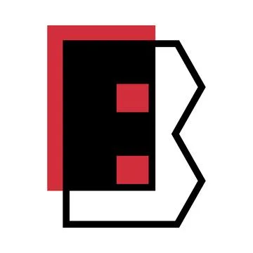 Alphabet Letter B with Red Rectangle Shape as Geometric Font Vector Illustration Stock Illustration