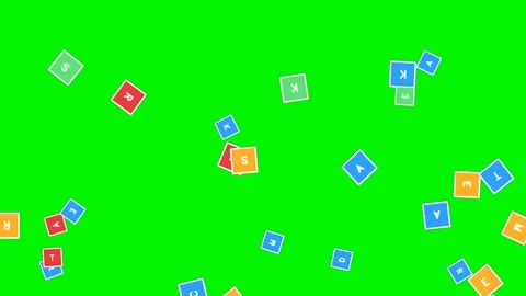 Alphabet letter blocks falling on green screen overlay 4K 스톡 동영상 337062444