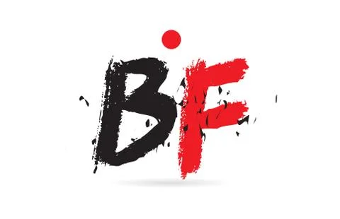 Alphabet letter combination BF B F with grunge texture logo Stock Illustration