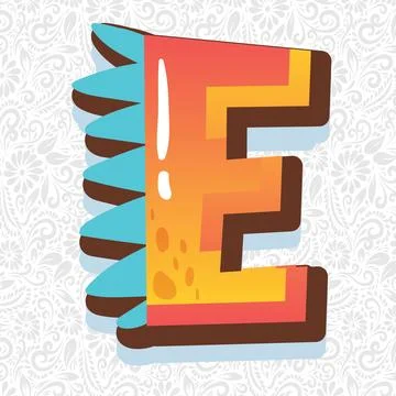 Alphabet Letter E, Latter Art, Alphabet Vector, Font Vector Stock Illustration
