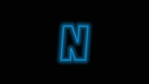 Alphabet letter N, neon blue with energy outline on black background Stock Footage 235780341