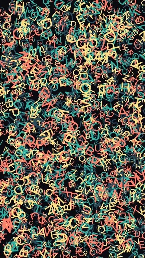 Alphabet letter pattern with overlapping typography in retro colors for sch.. 動画素材 348115651